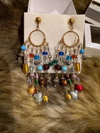 Pendientes Murano Cristal Dorados Multicolor