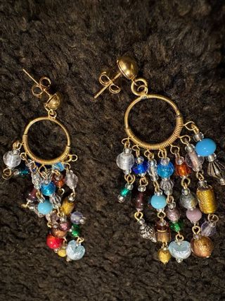 Pendientes Murano Cristal Dorados Multicolor