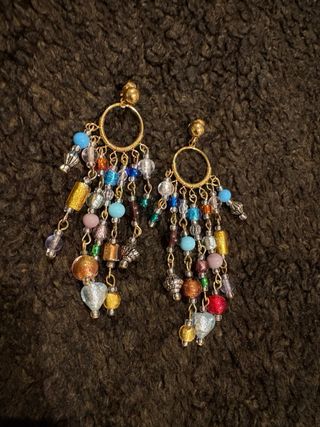 Pendientes Murano Cristal Dorados Multicolor