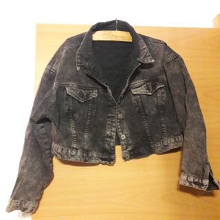 Chaqueta vaquera corta mujer negro lavado