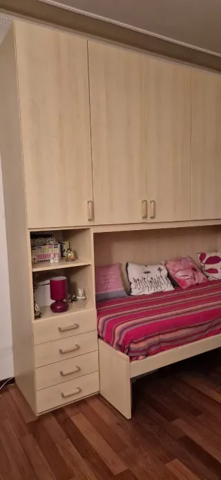 Armadio a ponte con letto singolo frassino