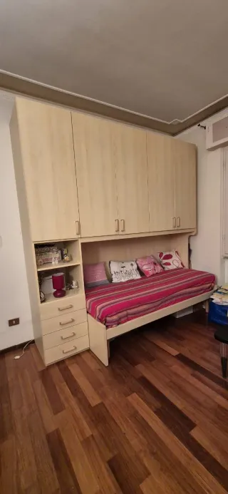 Armadio a ponte con letto singolo frassino