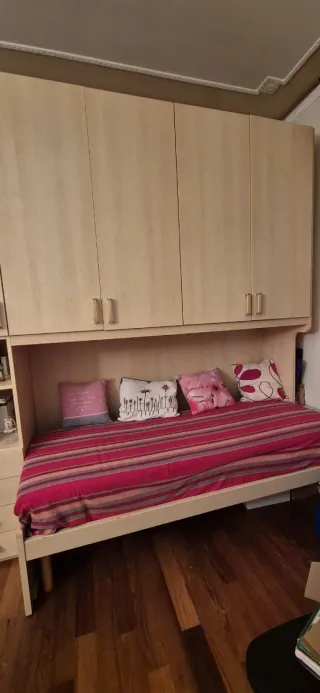 Armadio a ponte con letto singolo frassino