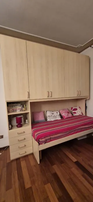 Armadio a ponte con letto singolo frassino