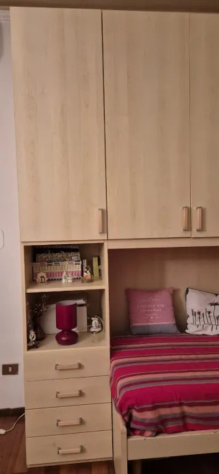 Armadio a ponte con letto singolo frassino