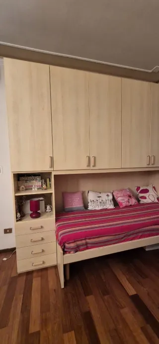 Armadio a ponte con letto singolo frassino