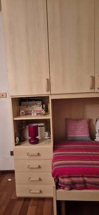 Armadio a ponte con letto singolo frassino