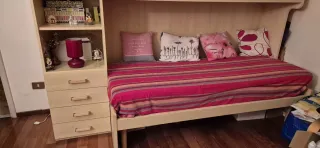 Armadio a ponte con letto singolo frassino