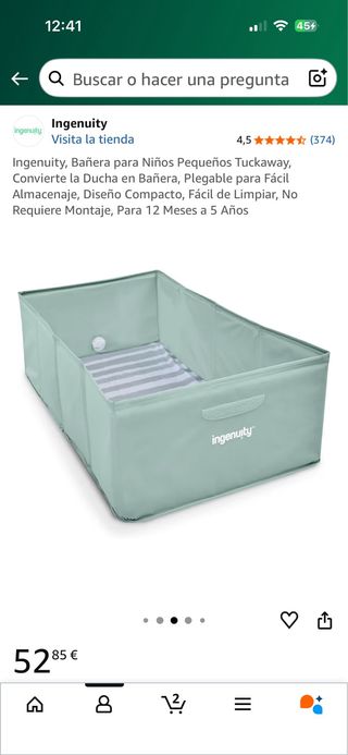 Bañera bebé Ingenuity Tuckaway sin abrir