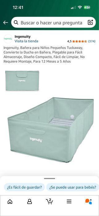 Bañera bebé Ingenuity Tuckaway sin abrir