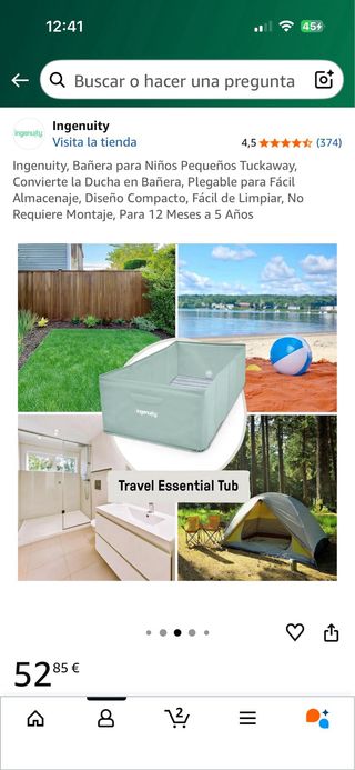 Bañera bebé Ingenuity Tuckaway sin abrir