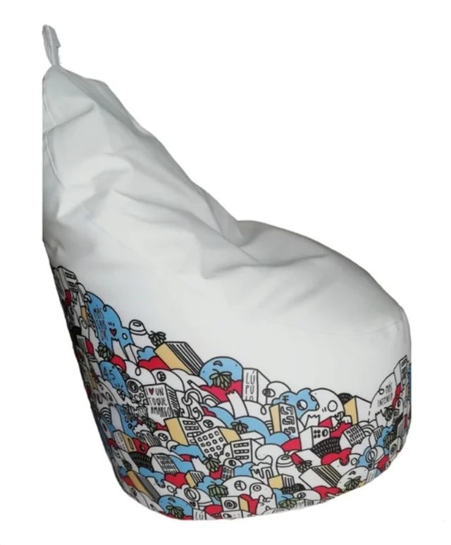 Puf Mahou Blanco Diseño Dibujo