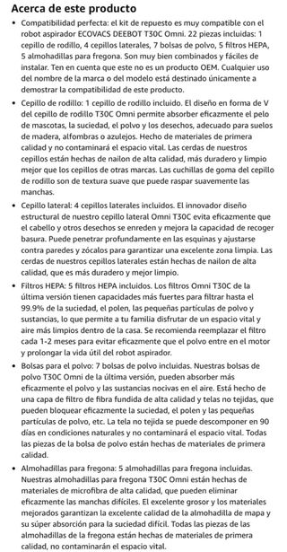 NUEVO! T30C Omni Repuestos (22 Piezas) ecovacs