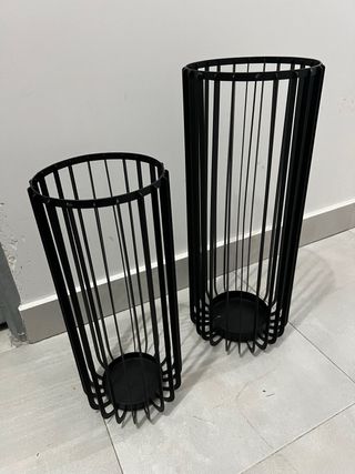 Portavelas de metal negros (2 unidades)