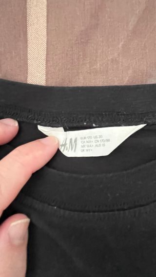 T-shirt H&M Preta Manga Comprida 14+ Anos