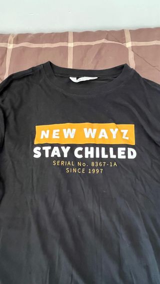 T-shirt H&M Preta Manga Comprida 14+ Anos