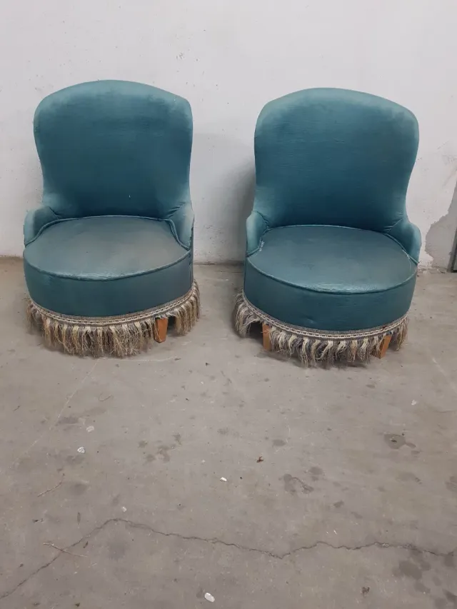 2 Sillones Terciopelo Azul vintage