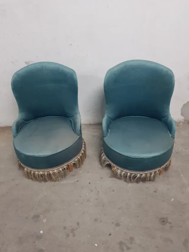 2 Sillones Terciopelo Azul vintage