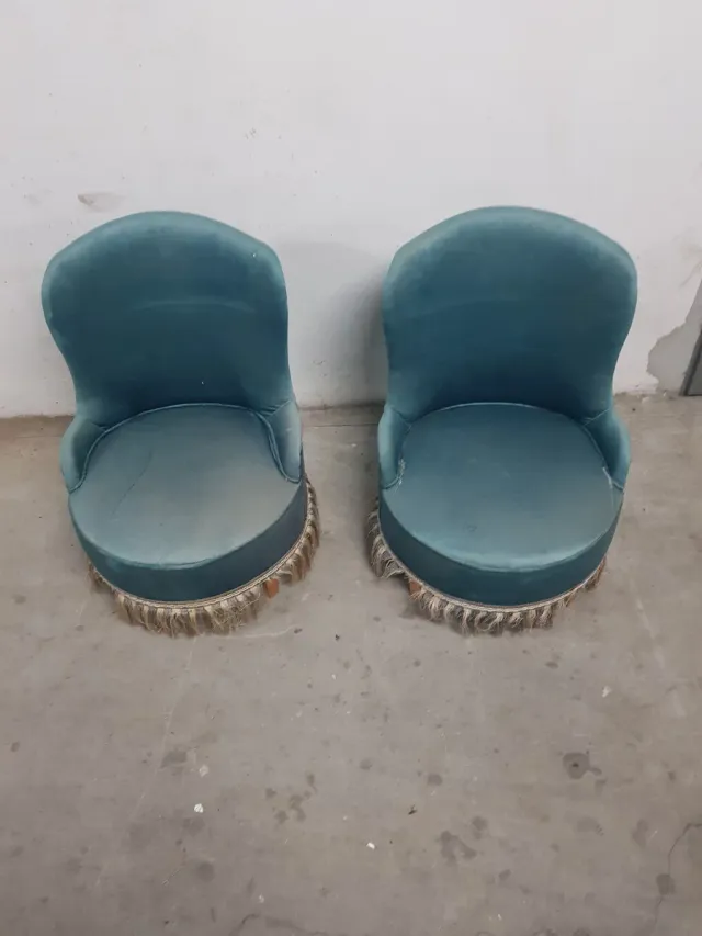 2 Sillones Terciopelo Azul vintage