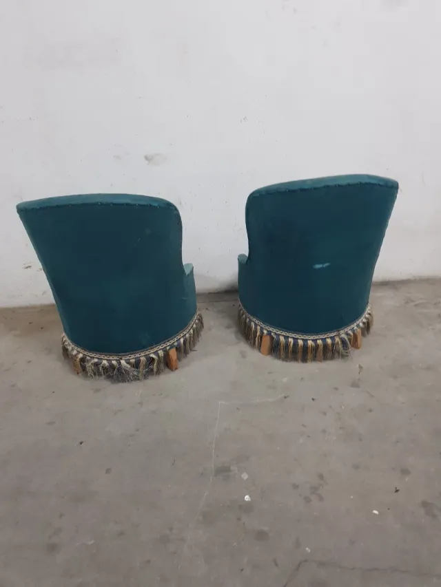 2 Sillones Terciopelo Azul vintage