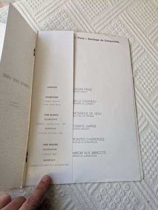 Menù vini Air France