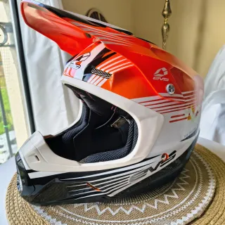 Casco Motocross EVS Naranja Blanco Negro