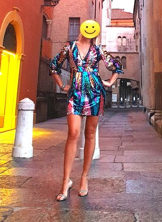 Abito corto, paillettes multicolor, Twinset, Tg.44