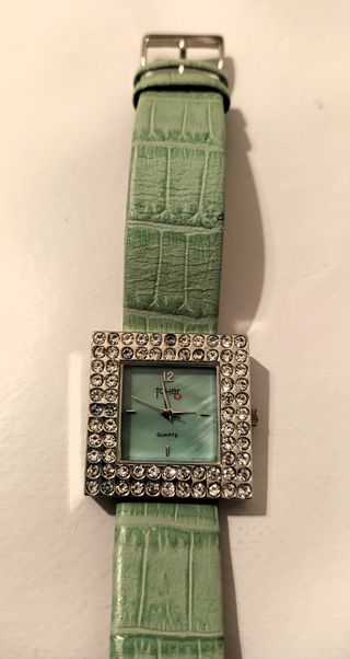 Reloj Taher Verde y Plateado