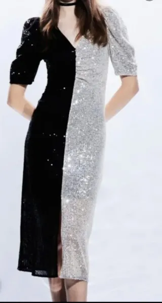 Vestido Lentejuelas Bicolor Talla L