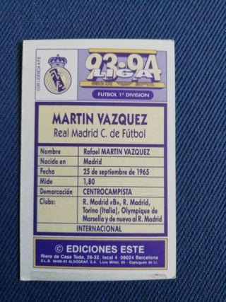Cromo Martin Vazquez Real Madrid