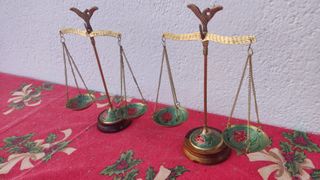 2 Bilance, bilance della giustizia in bronzo/ottone