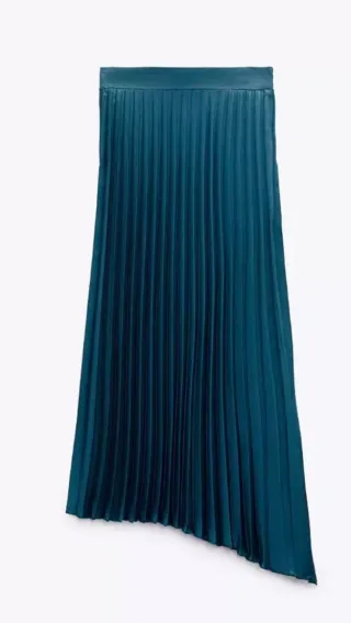 Falda plisada satén azul