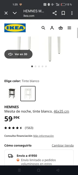 Comodino bianco Ikea