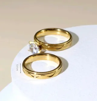 Anillos Acero Inoxidable Baño Oro