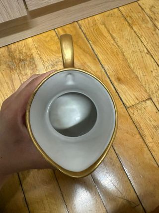 Jarra cerámica vintage flor dorada