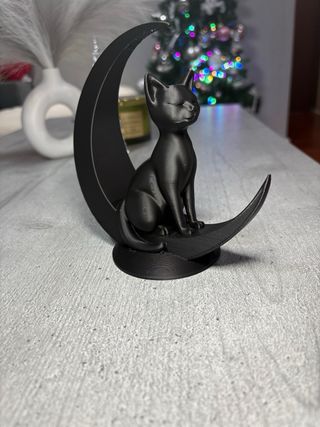 Gato decorativo em lua