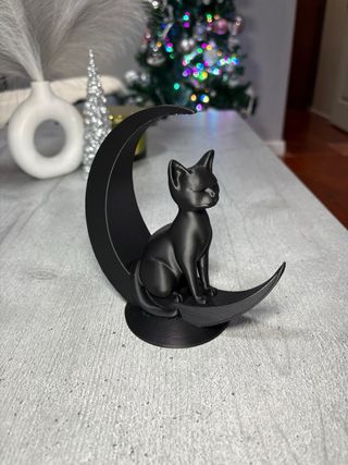 Gato decorativo em lua