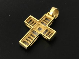 crucifijo oro 18k con piedra con circonita