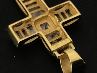 crucifijo oro 18k con piedra con circonita