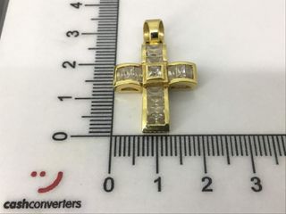 crucifijo oro 18k con piedra con circonita