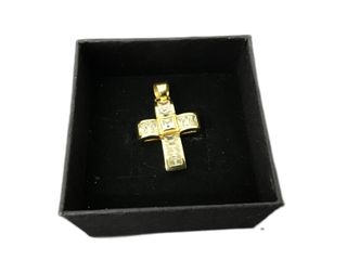 crucifijo oro 18k con piedra con circonita