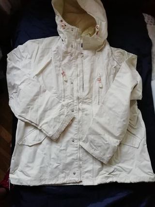 Abrigo gabardina UNISEX con CAPUCHA H&M L blanco.