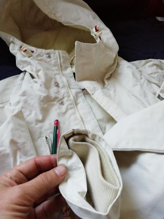 Abrigo gabardina UNISEX con CAPUCHA H&M L blanco.