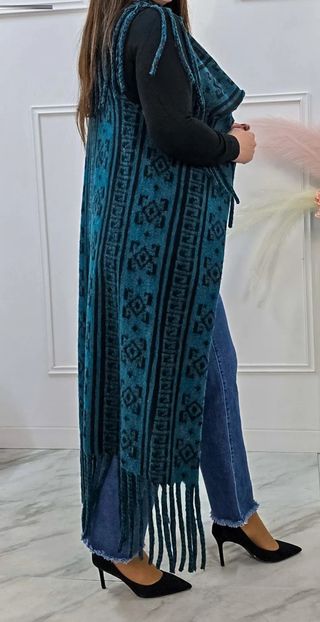 Chaleco largo étnico flecos talla única