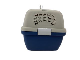 transportin de perros sin marca azul y gris