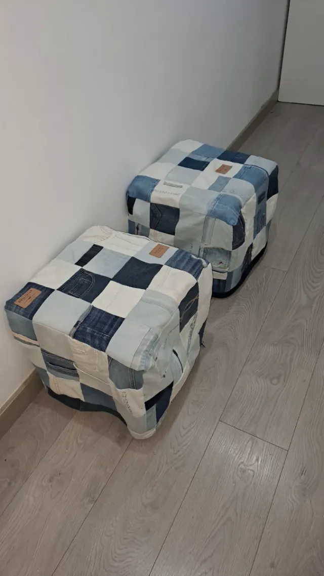 Pack 2 Pufs Funda Tela estilo tejano