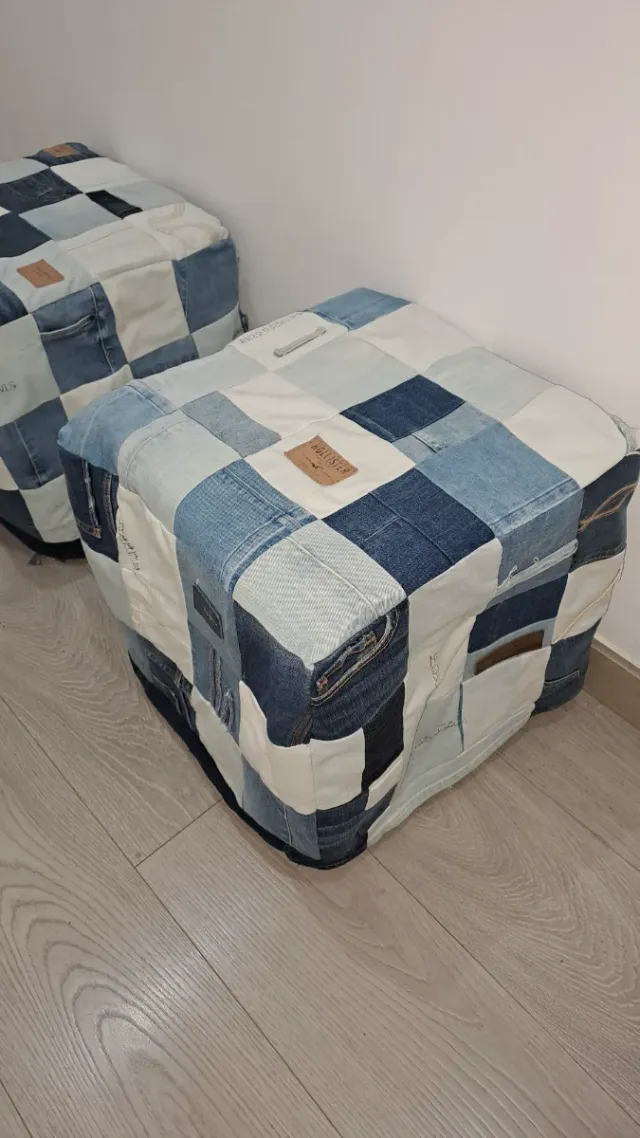 Pack 2 Pufs Funda Tela estilo tejano