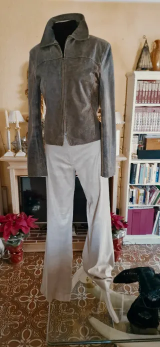 Chaqueta de piel de cerdo genuina, con interior ca