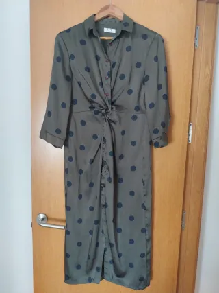 Vestido verde lunares mujer. Fiesta precioso.