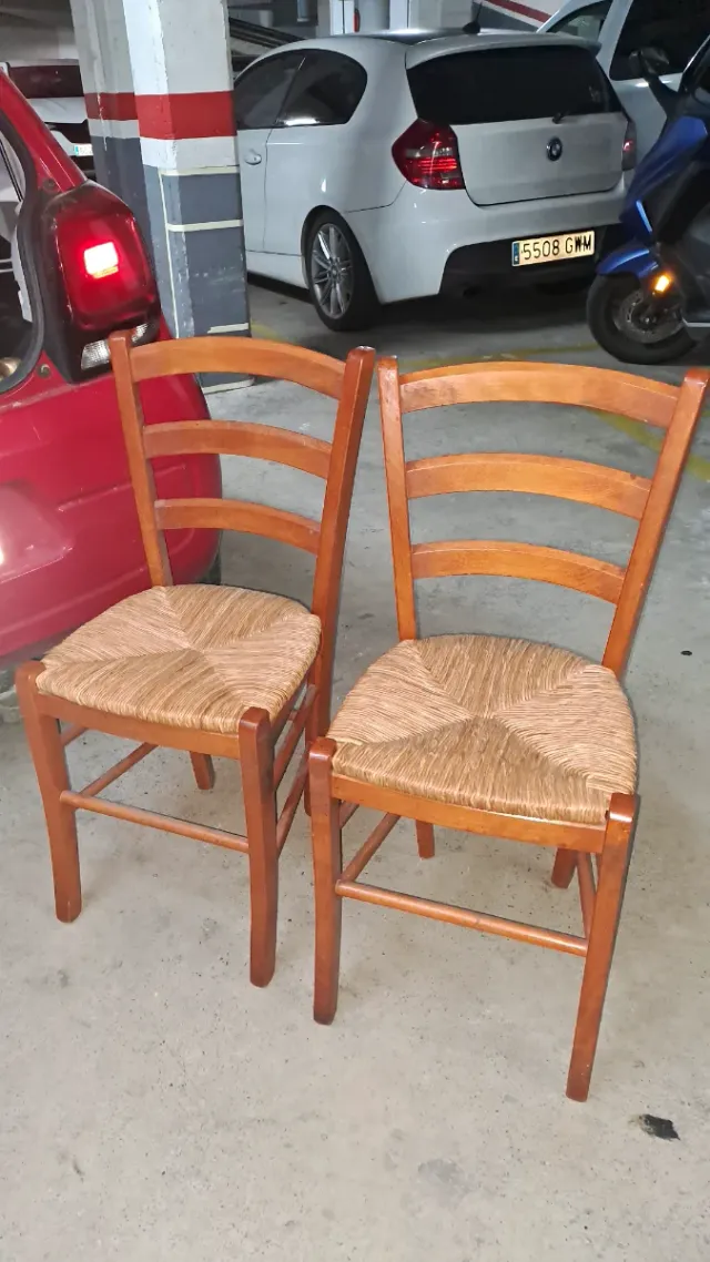 Pack 2 Sillas Madera y Mimbre